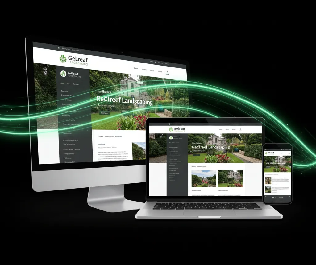 Mockup de un sitio web responsive en varios dispositivos